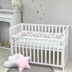 Protectie laterala patut bebe roz-crem